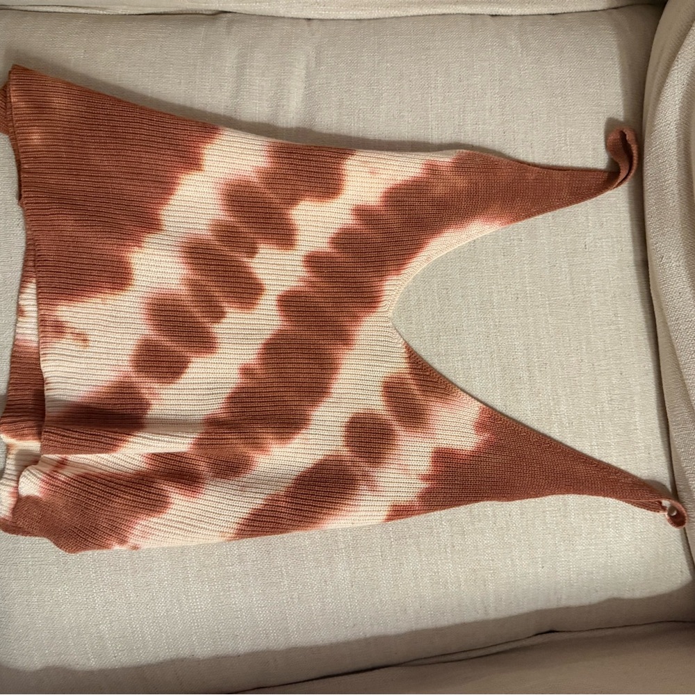 Burnt orange and Cream Tie-Dye Knit Top